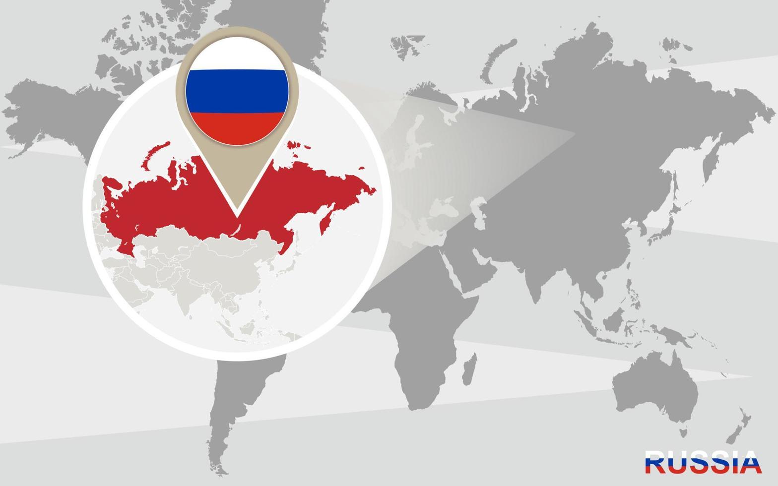 mapa del mundo con rusia magnificada vector