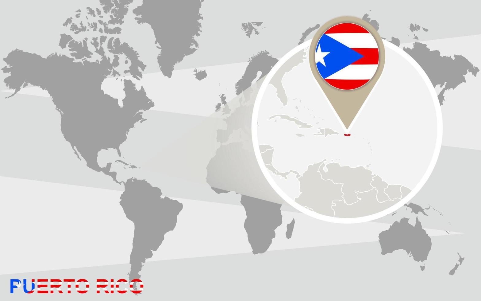 World map with magnified Puerto Rico vector