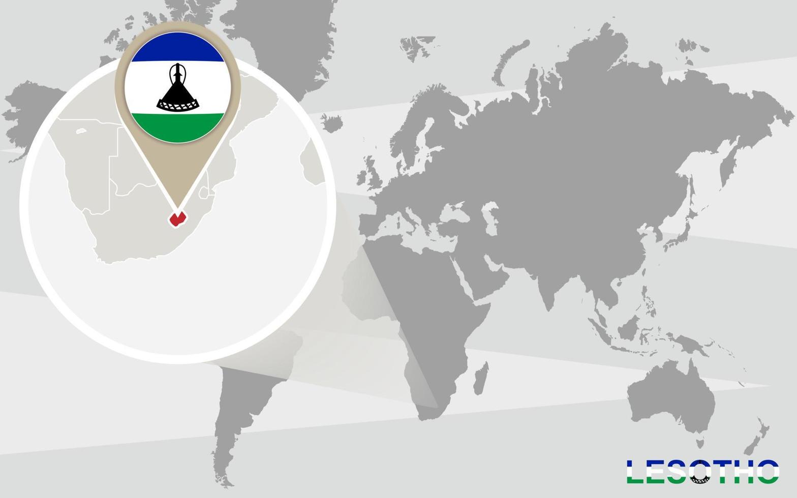 World Map With Magnified Lesotho 5895917 Vector Art At Vecteezy World Map With Magnified Lesotho Vector 