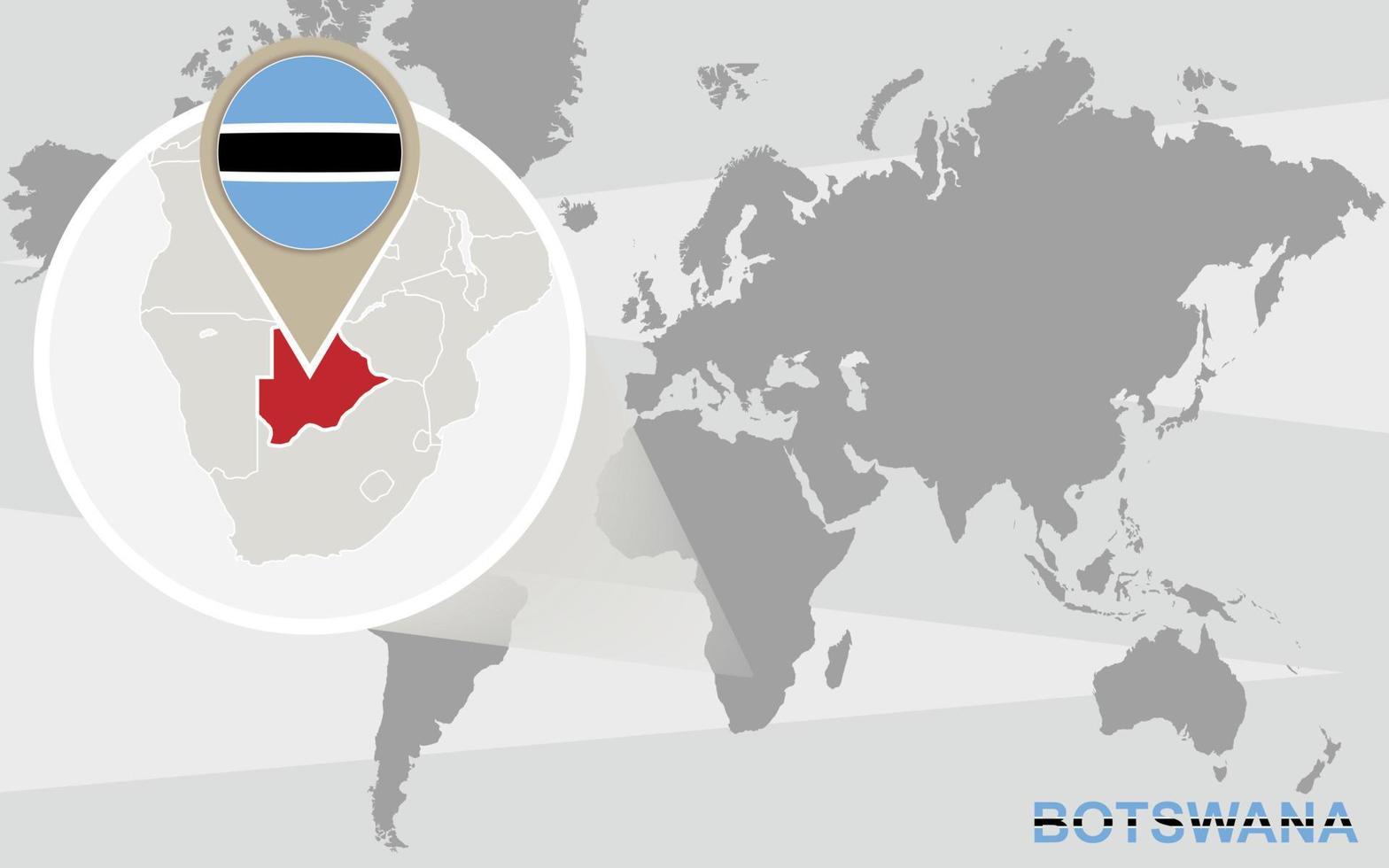 World map with magnified Botswana vector