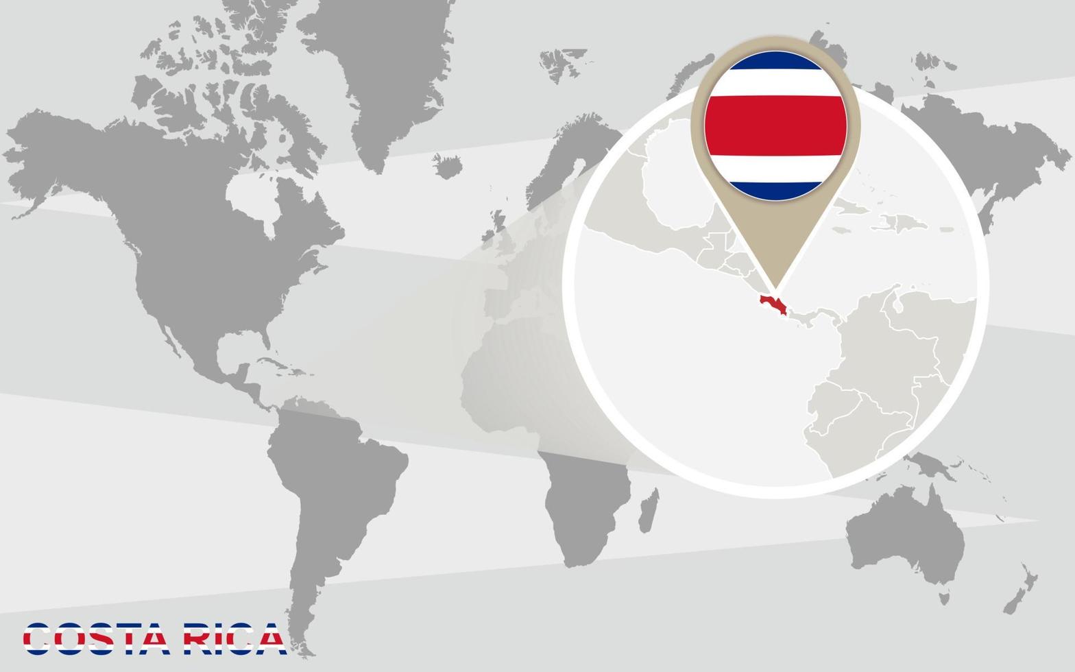 World map with magnified Costa Rica vector