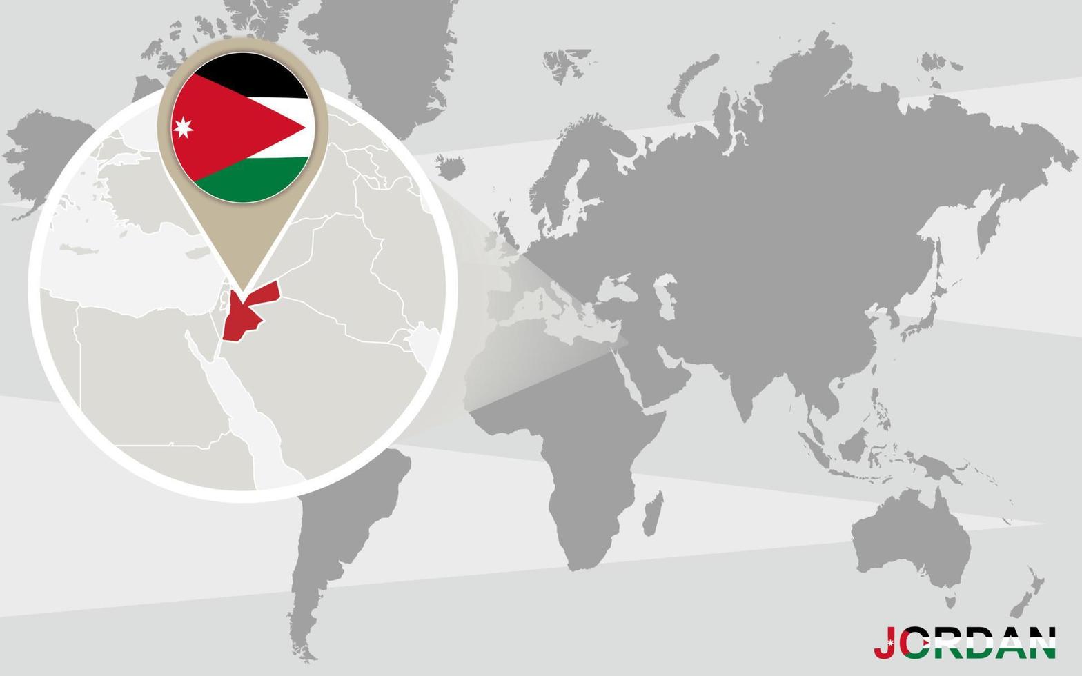 World map with magnified Jordan vector