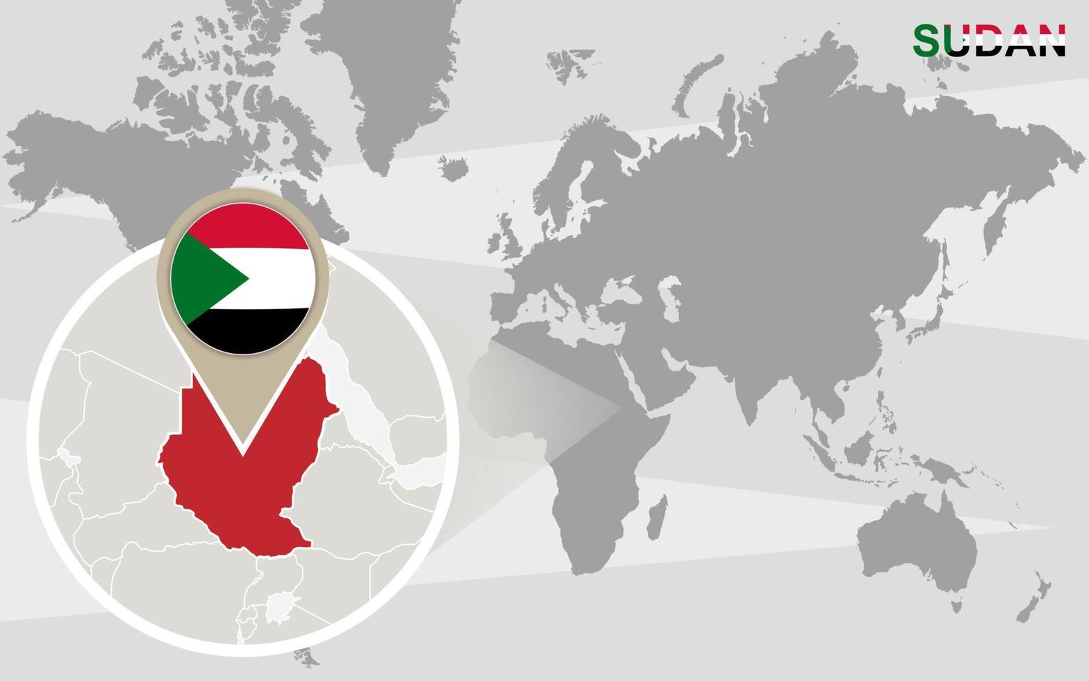 mapa del mundo con sudán ampliado vector