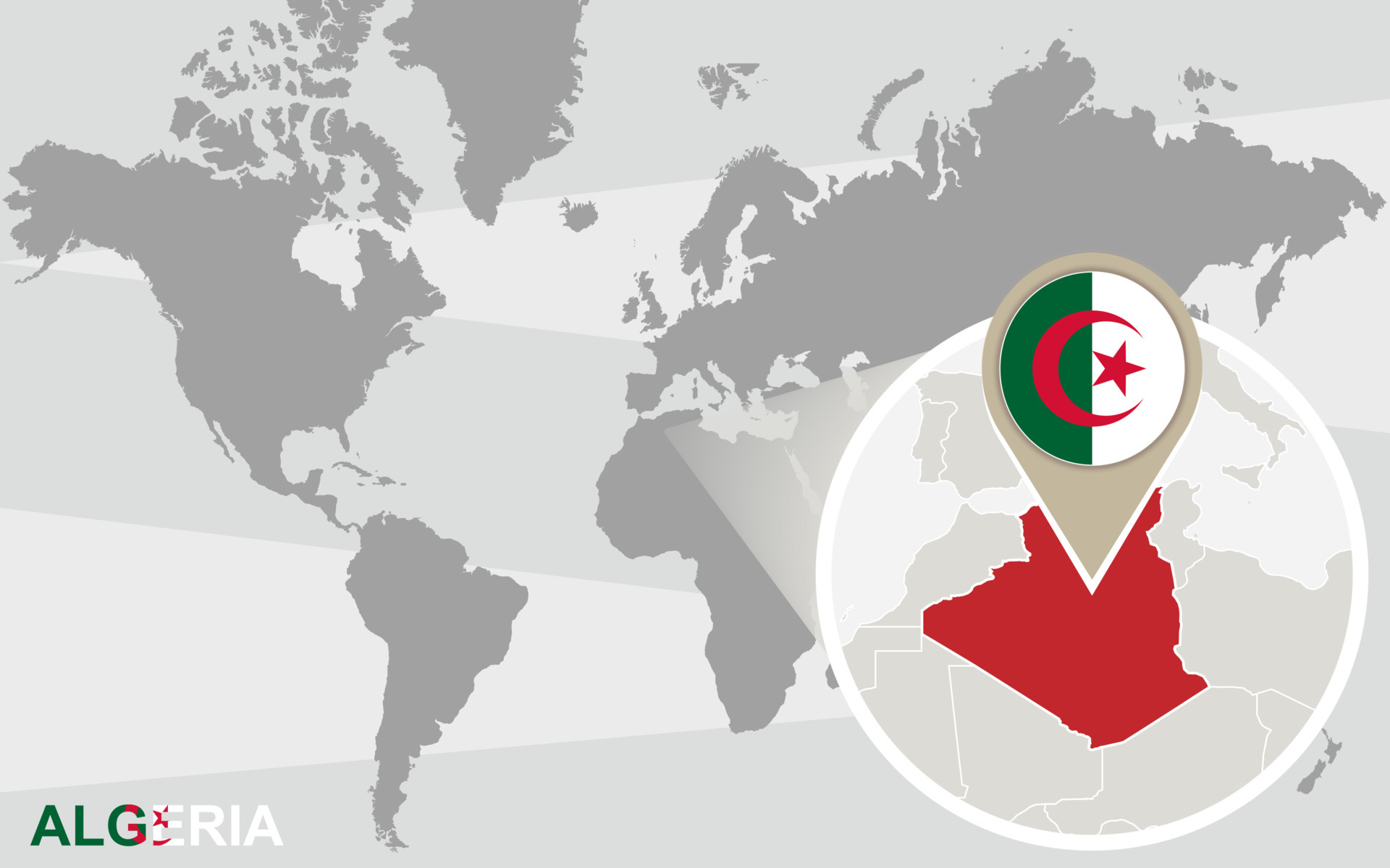 World Map With Magnified Algeria 5895967 Vector Art At Vecteezy World Map With Magnified Algeria Vector