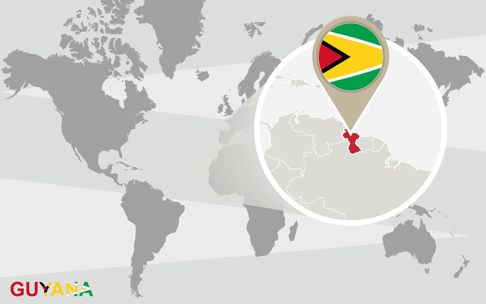 mapa del mundo con guyana ampliada vector