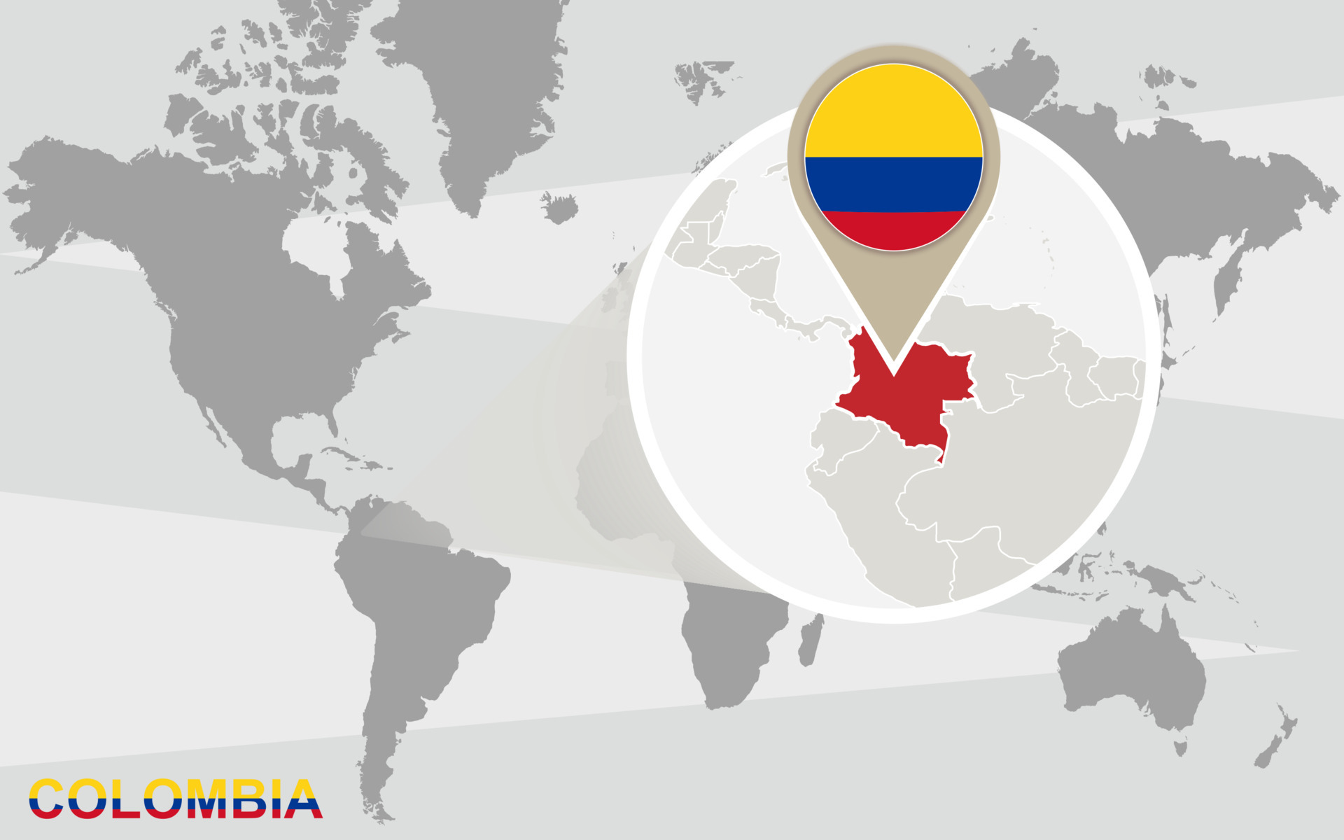 World Map With Magnified Colombia 5895977 Vector Art At Vecteezy World Map With Magnified Colombia Vector