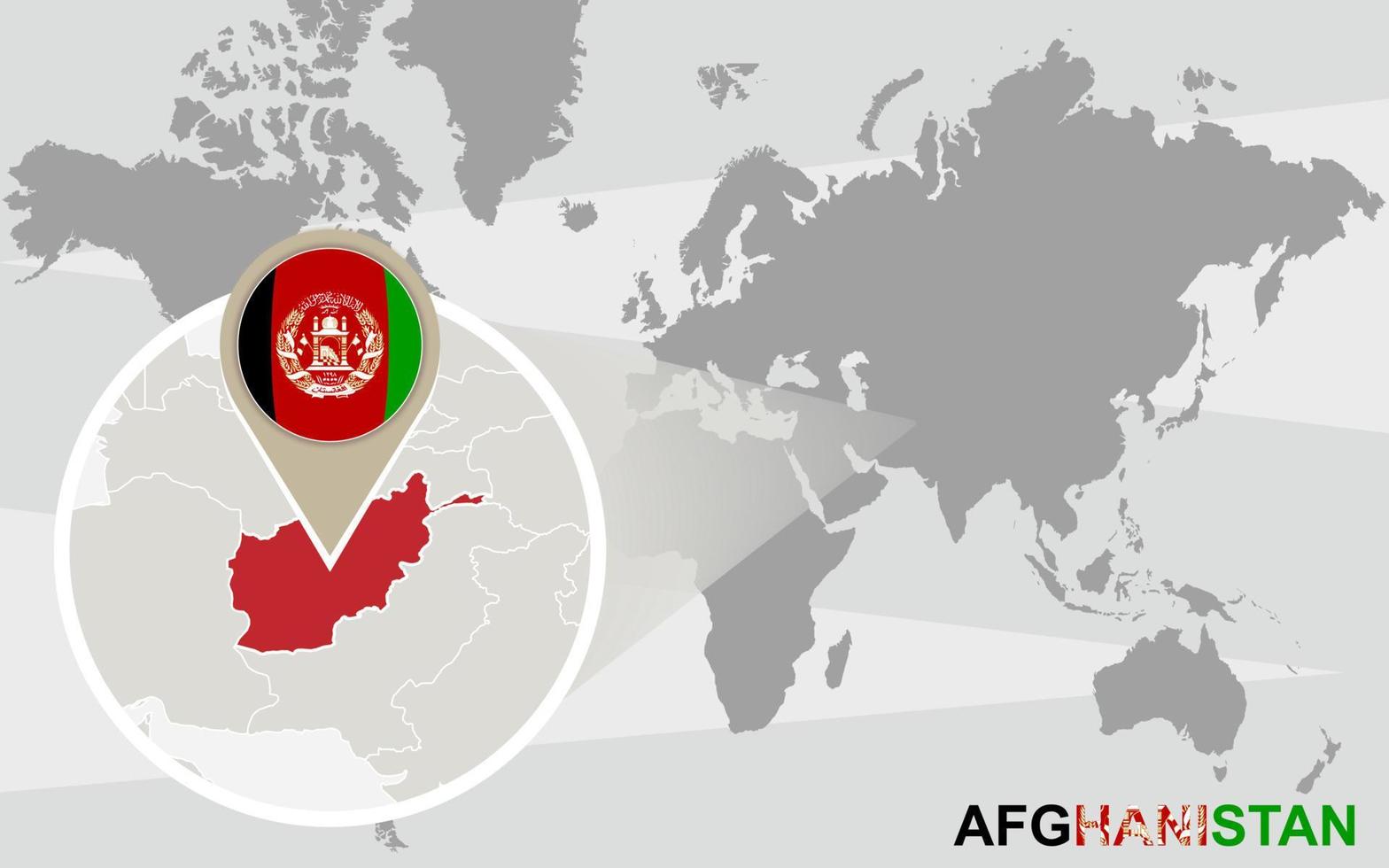 mapa del mundo con afganistán ampliado vector