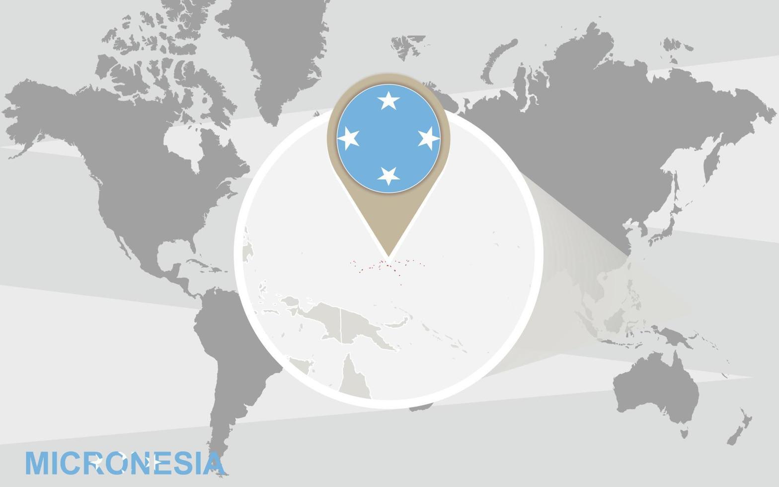 World map with magnified Micronesia vector