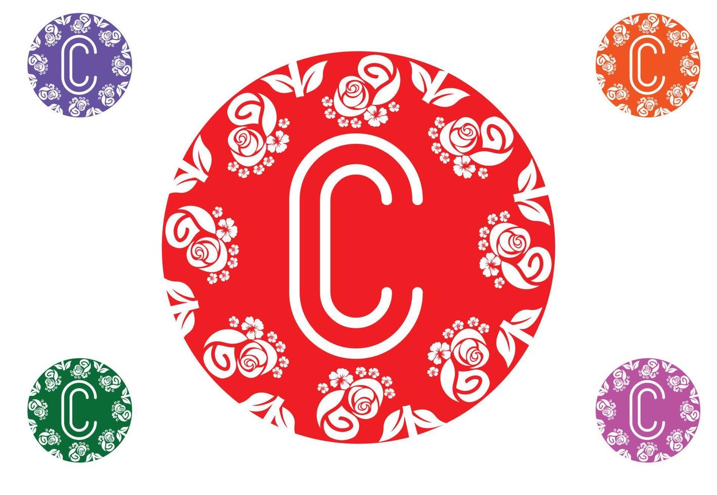 Letter c with flower logo and icon graphic design template vector