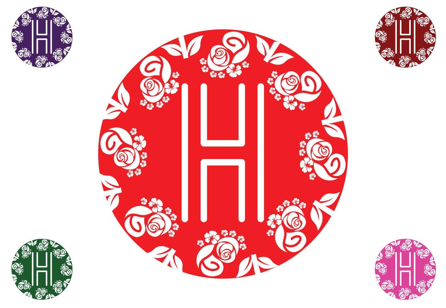 Letter h with flower logo and icon graphic design template vector