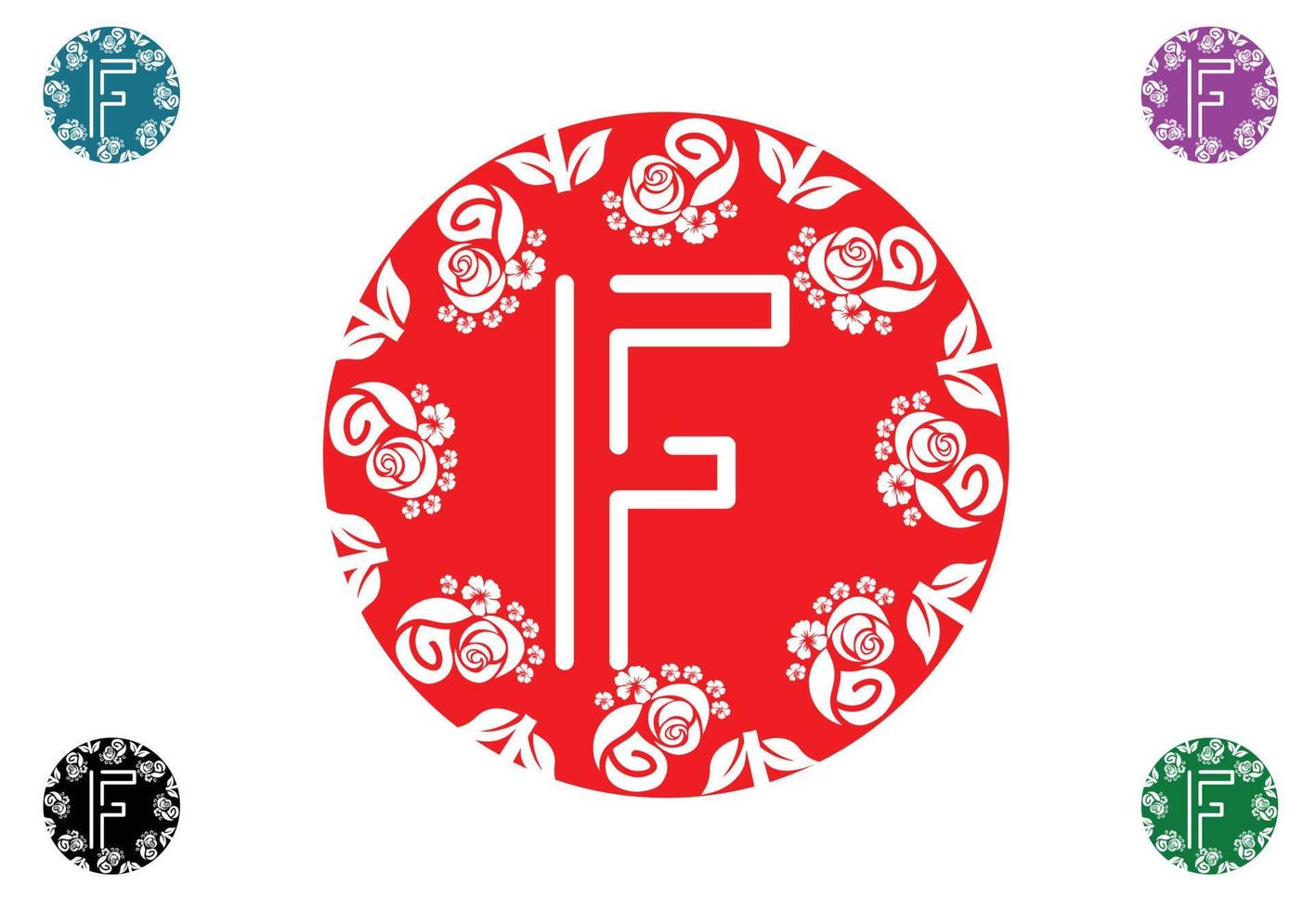 letra f con logotipo de flor y plantilla de diseño gráfico de iconos vector