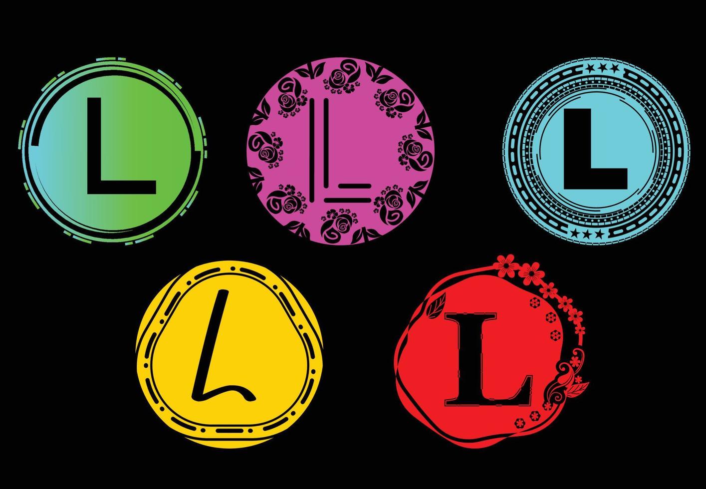 paquete de plantilla de diseño de icono y logotipo nuevo de letra l vector