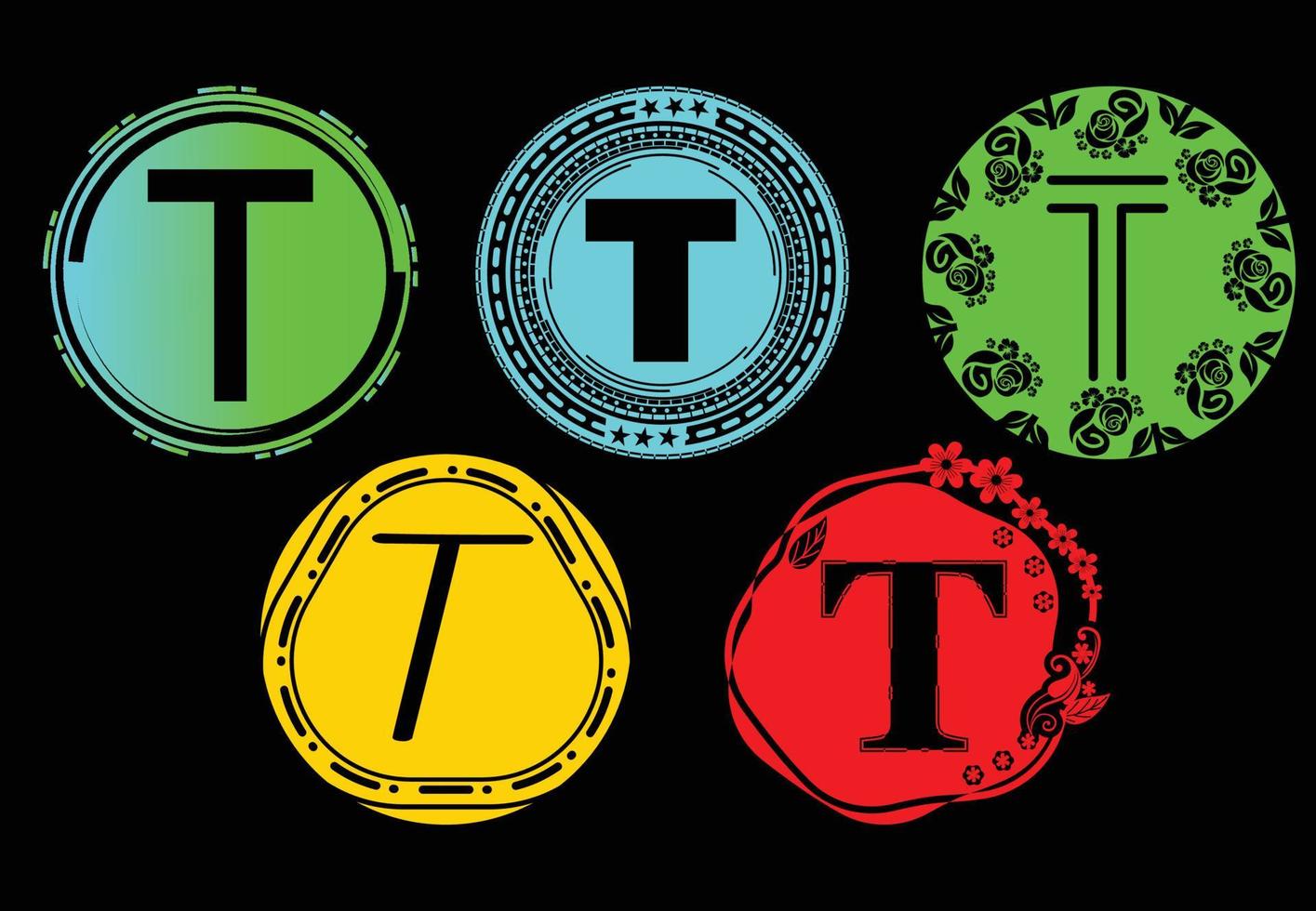 paquete de plantilla de diseño de icono y logotipo nuevo de letra t vector