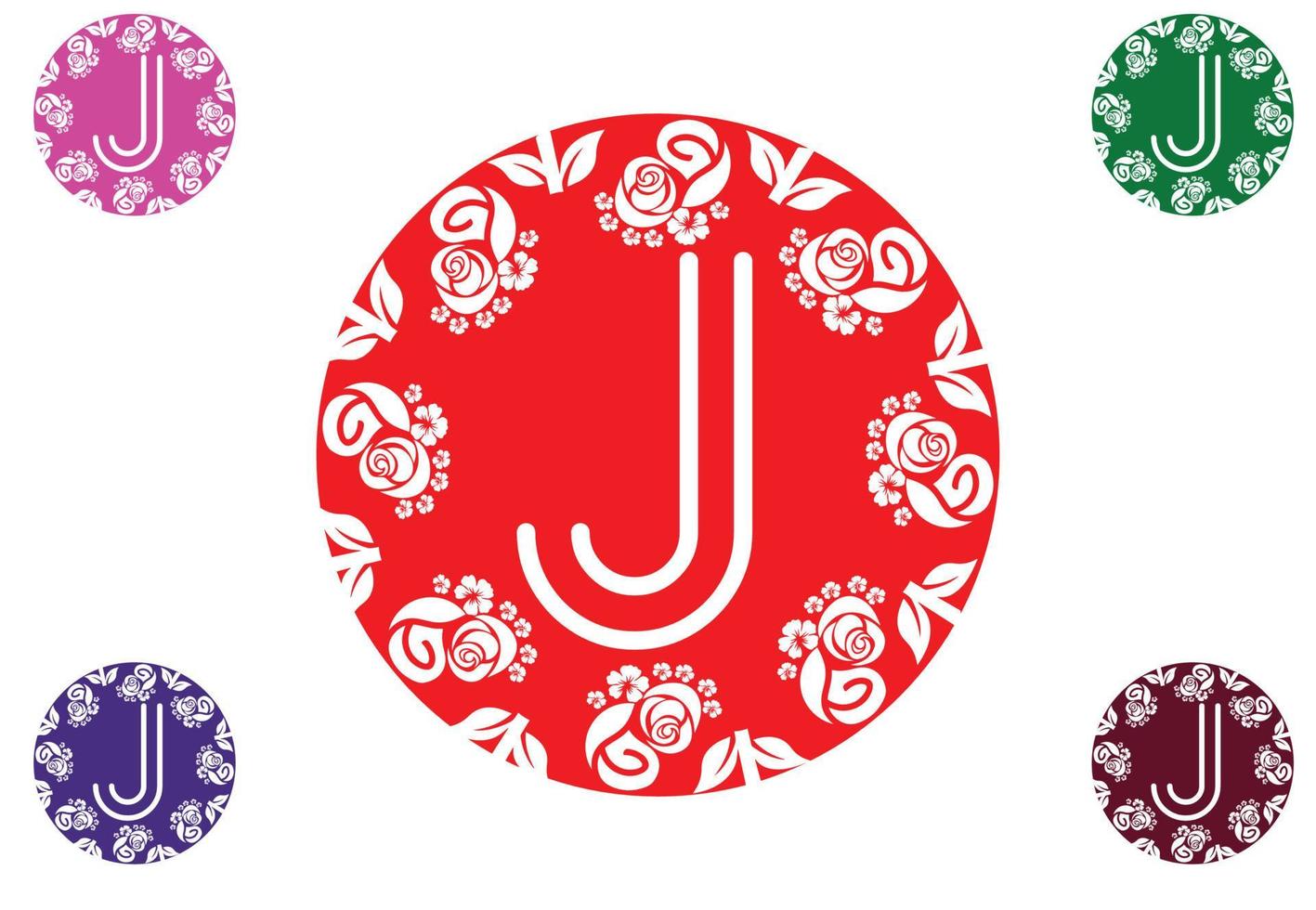 Letter j with flower logo and icon graphic design template vector