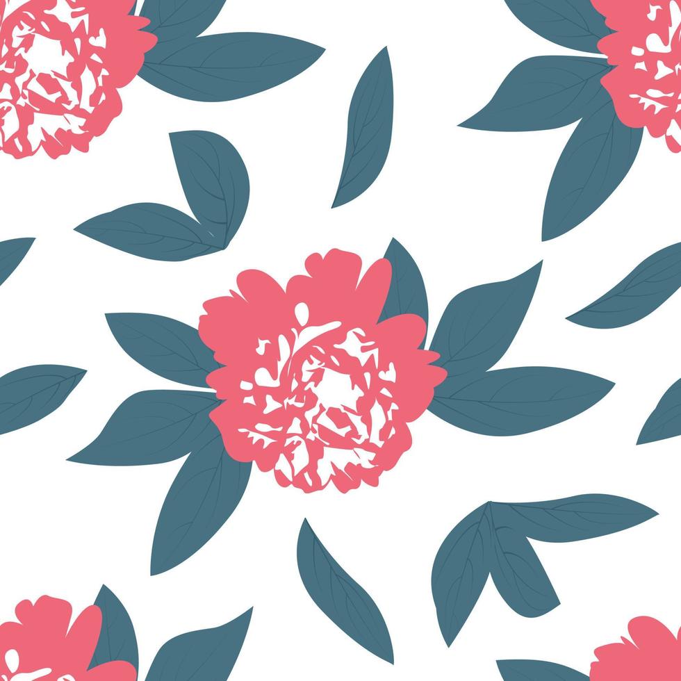 patrón floral transparente con peonías rosas vector