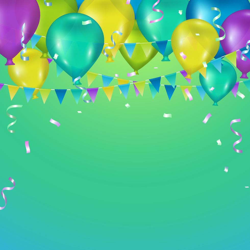 Festive background with balloons, bunting and serpentine vector