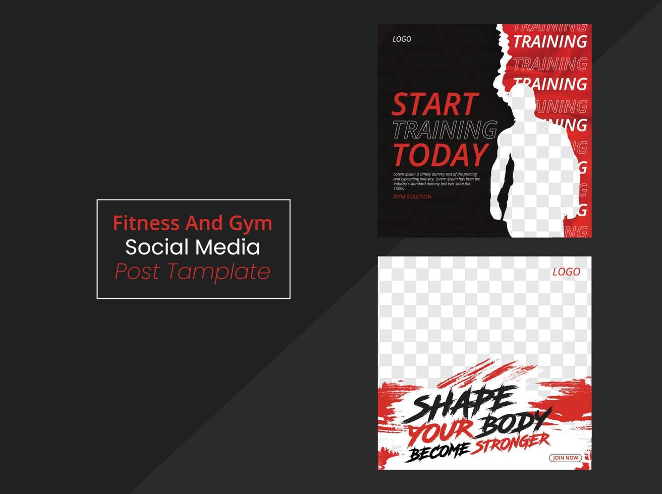 Gym Fitness social media post design template , square banner, fitness and gym poster vector