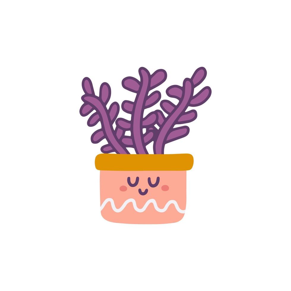 Cute succulent plant in pot, vector flat illustration in hand drawn style