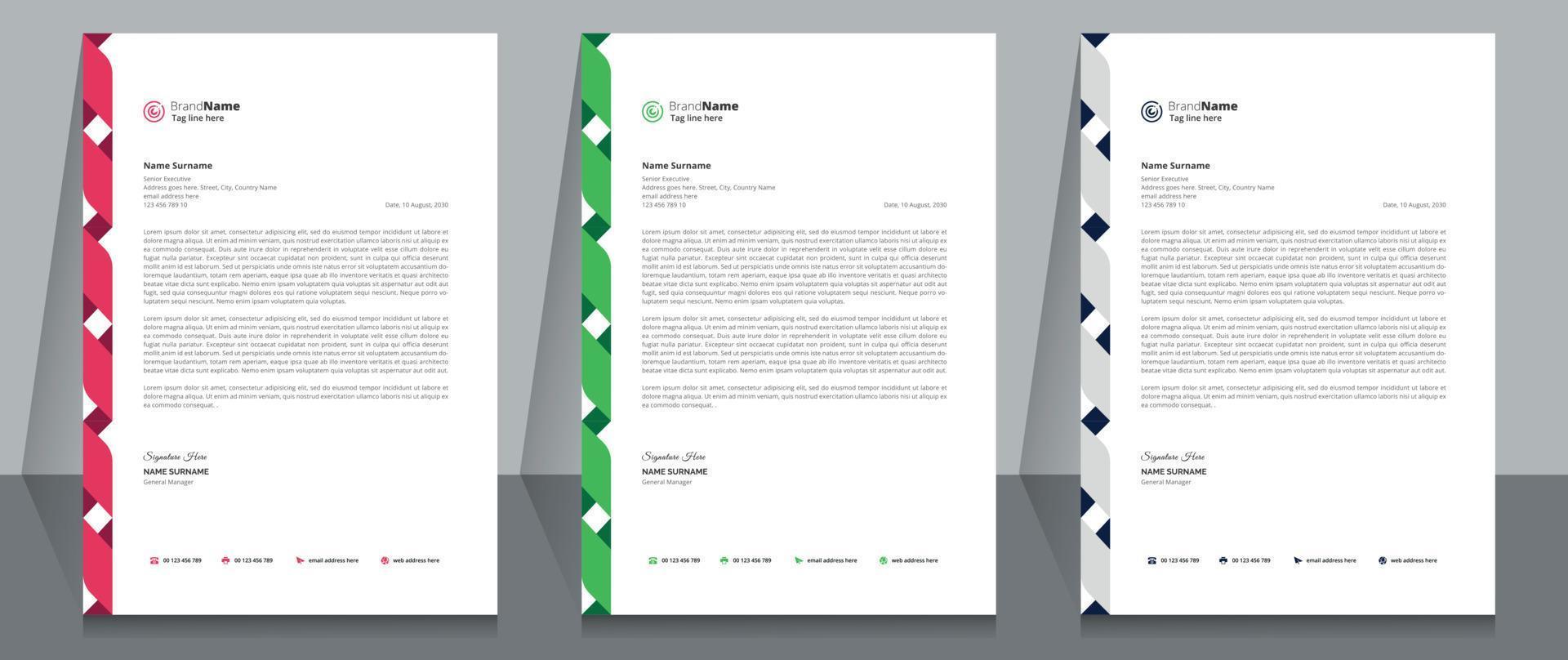 Creative Corporate Business Letterhead Template Design. vector