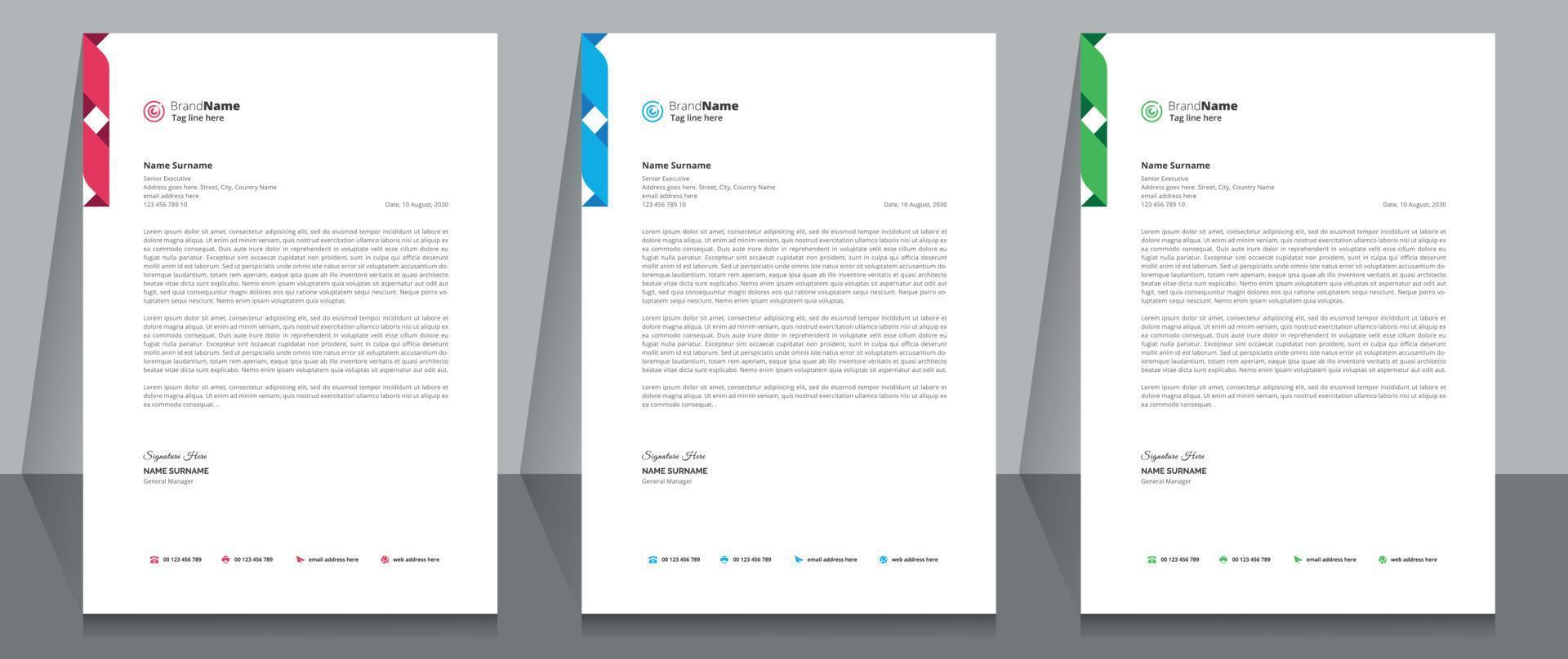 Creative Corporate Business Letterhead Template Design. vector