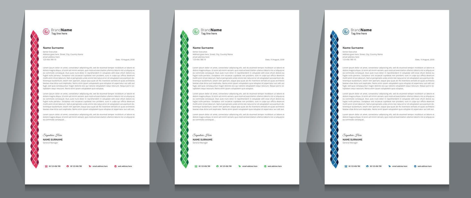 Creative Corporate Business Letterhead Template Design. vector
