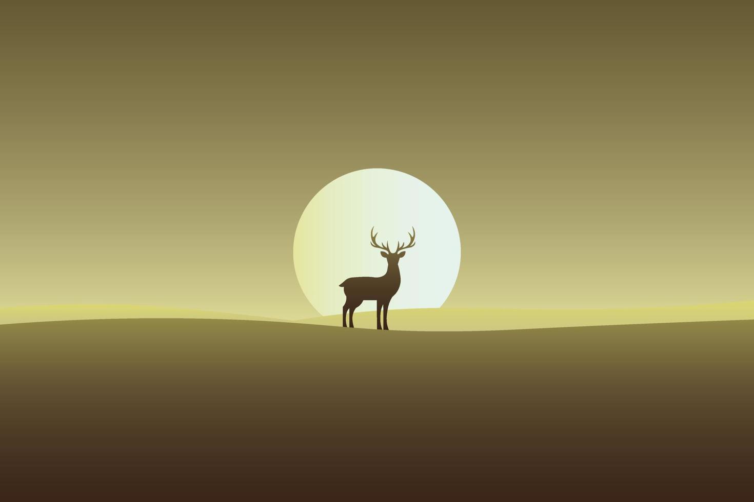 Background Landscape flat design with deer Premium Vector