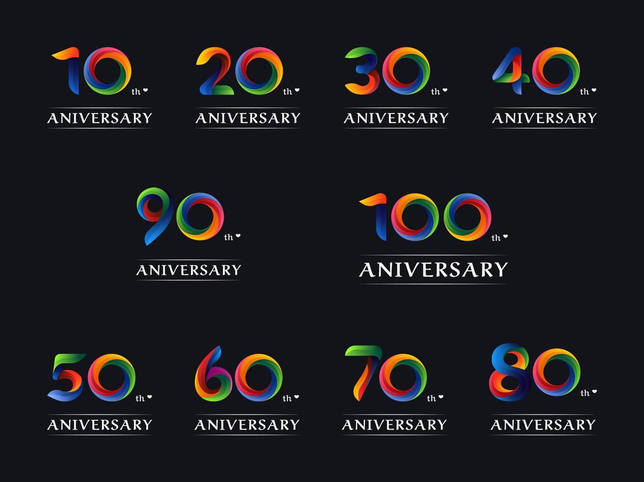 logotipo de aniversario con concepto de cinta, número de estilo origami elegante, vector premium.