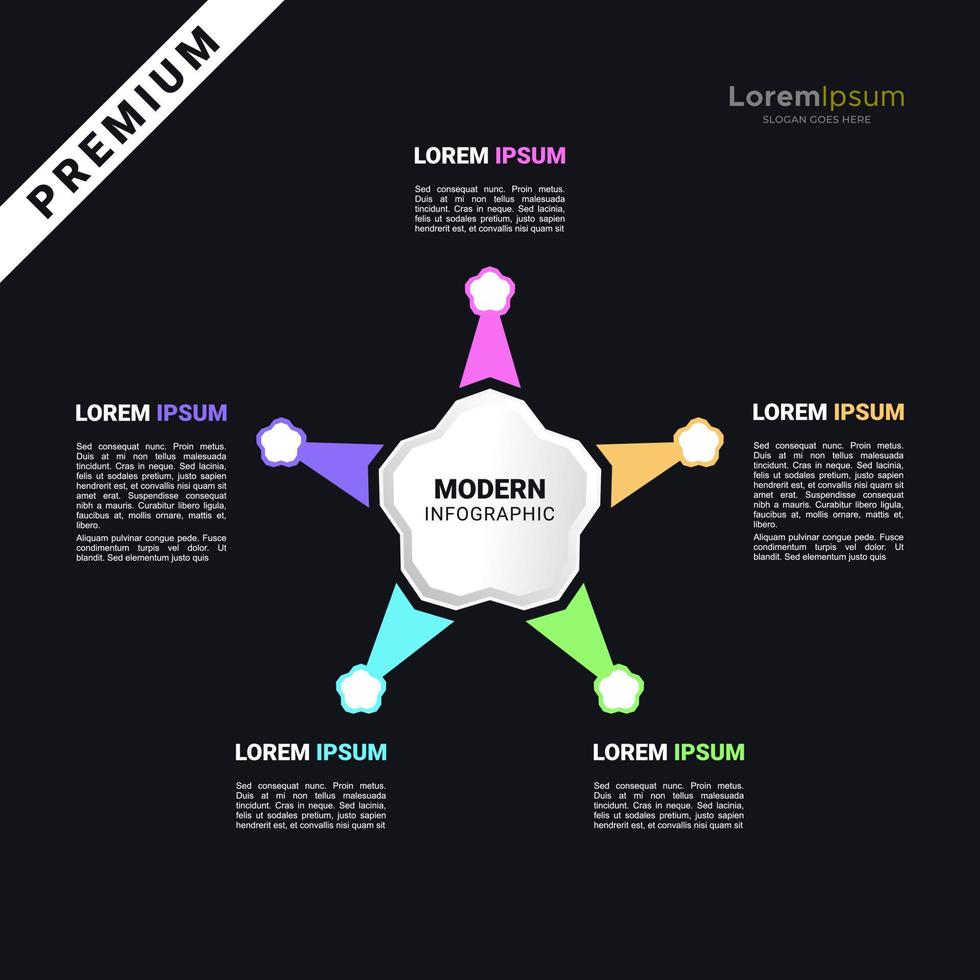 Modern infographic with illustration of 5 presentation elements vector