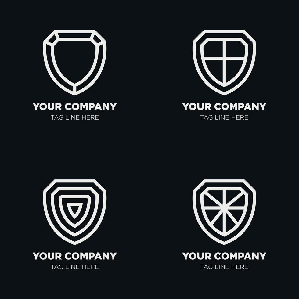 Shield logo icon template collection set design, generic line style vector