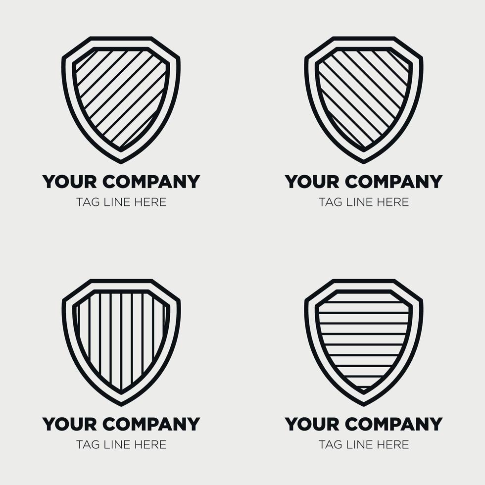 Shield logo icon template collection set design, generic line style vector