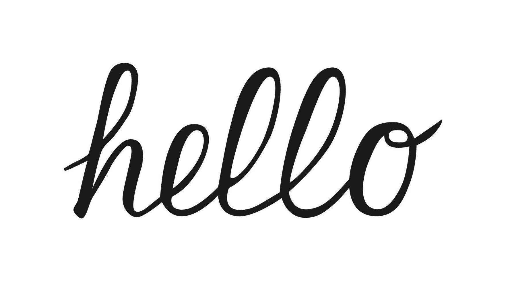 The word Hello is written by brush pen. Calligraphy font handwritten lettering isolated on white for t-shorts, banners, posters, websites, social media etc. vector