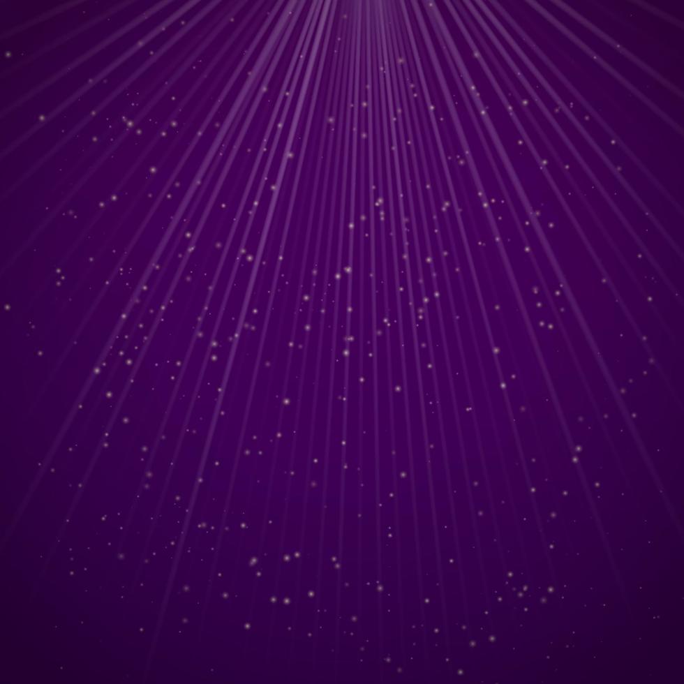 fondo abstracto púrpura con rayos de luz y partículas brillantes vector