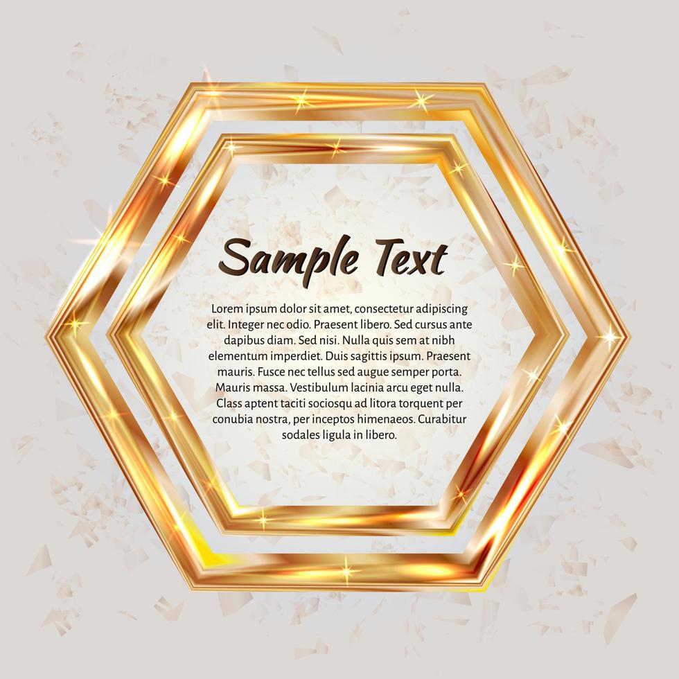 Bright golden hexagon. Luxury vector illustration. Easy to edit design template for your business projects.