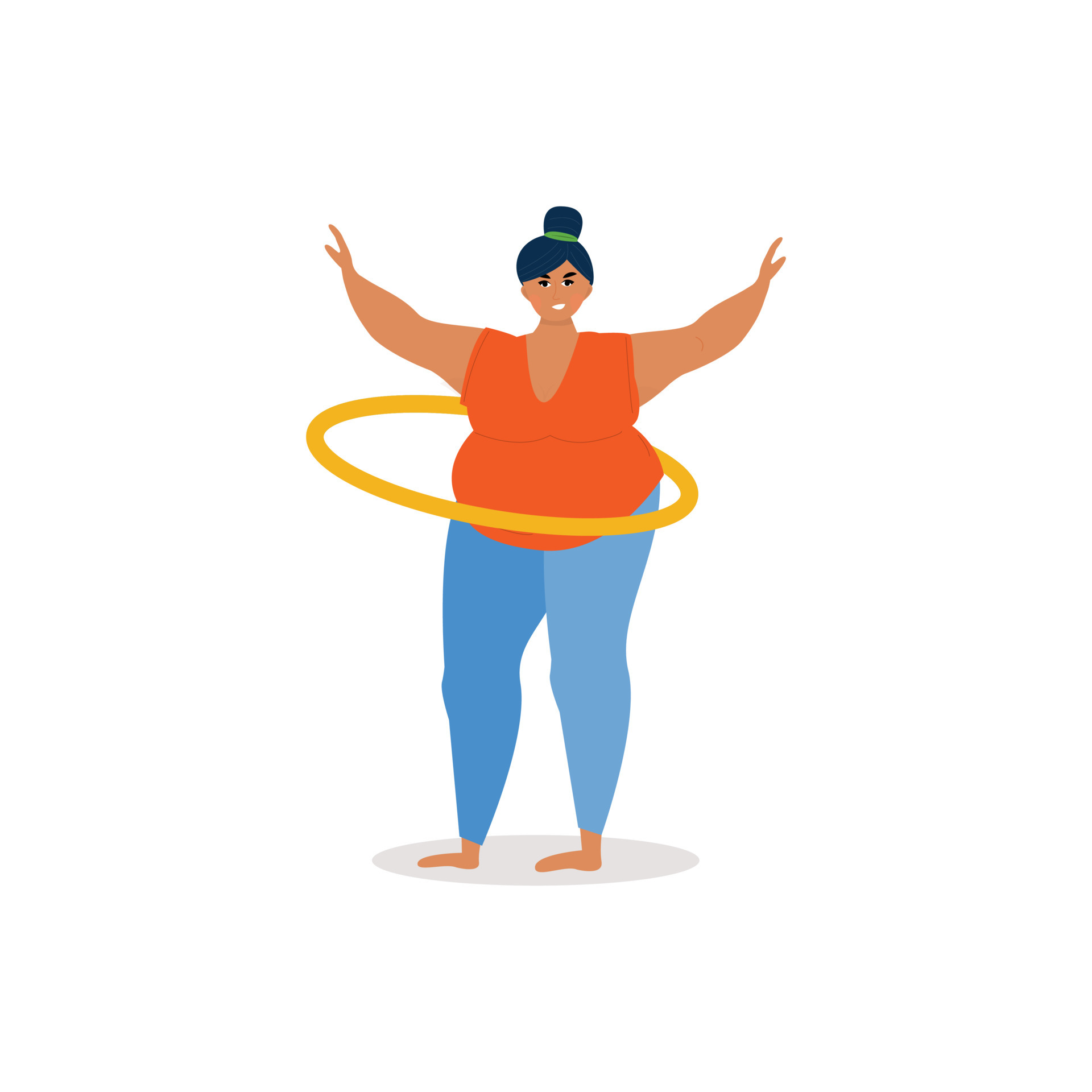 fat girl twists the hoop. Woman losing weight, playing sports, cardio  training. Vector illustration, simple cartoon style 5897744 Vector Art at  Vecteezy