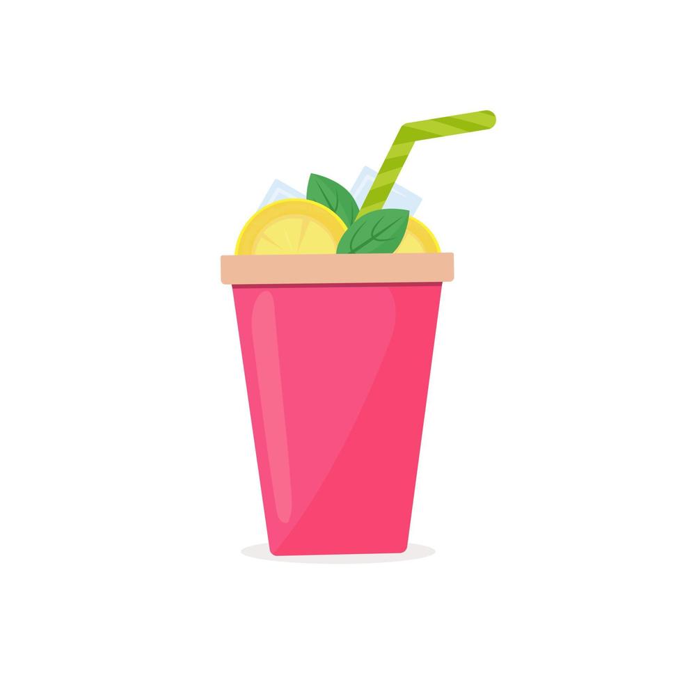 limonada con hielo aislado en la imagen de fondo blanco. bebida fresca de verano. publicidad de cócteles, pino-colada, gaseosas, diseño de menús. ilustración vectorial, plano vector