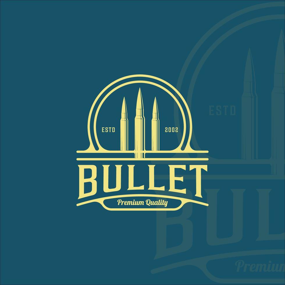 bullet ammo vintage vector logo illustration template icon graphic design. army and military equipment for war or gun concept with retro badge typography