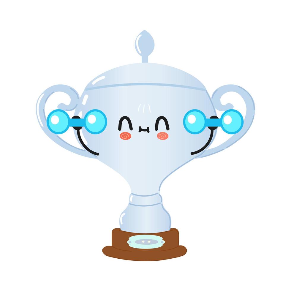 Cute funny silver trophy cup character with dumbbells. Vector hand drawn cartoon kawaii character illustration icon. Isolated on white background. Silver trophy cup character gym concept 5897838 Vector Art at Vecteezy Cute funny silver trophy cup character with dumbbells. Vector hand drawn cartoon kawaii character illustration icon. Isolated on white background. Silver trophy cup character gym concept 5897838 Vector Art at Vecteezy