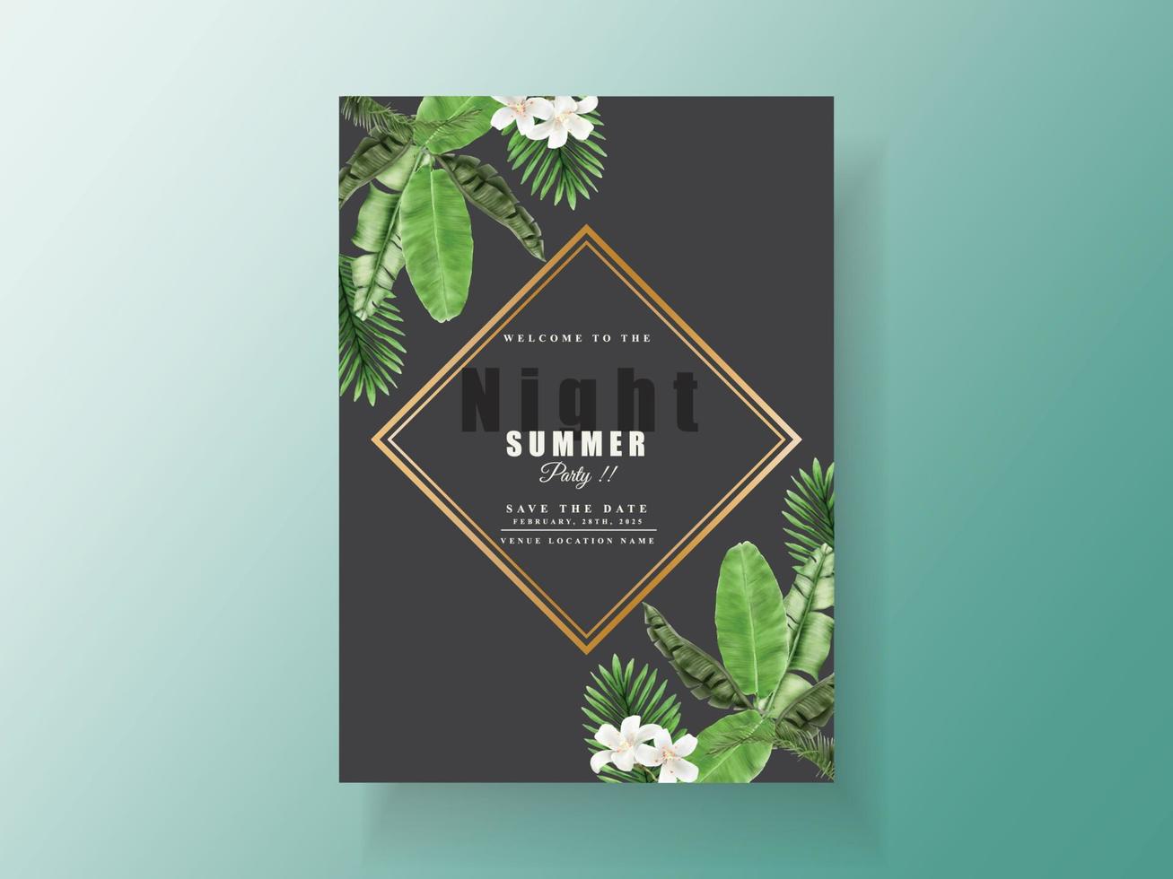 Exotic floral tropical party invitation card vector