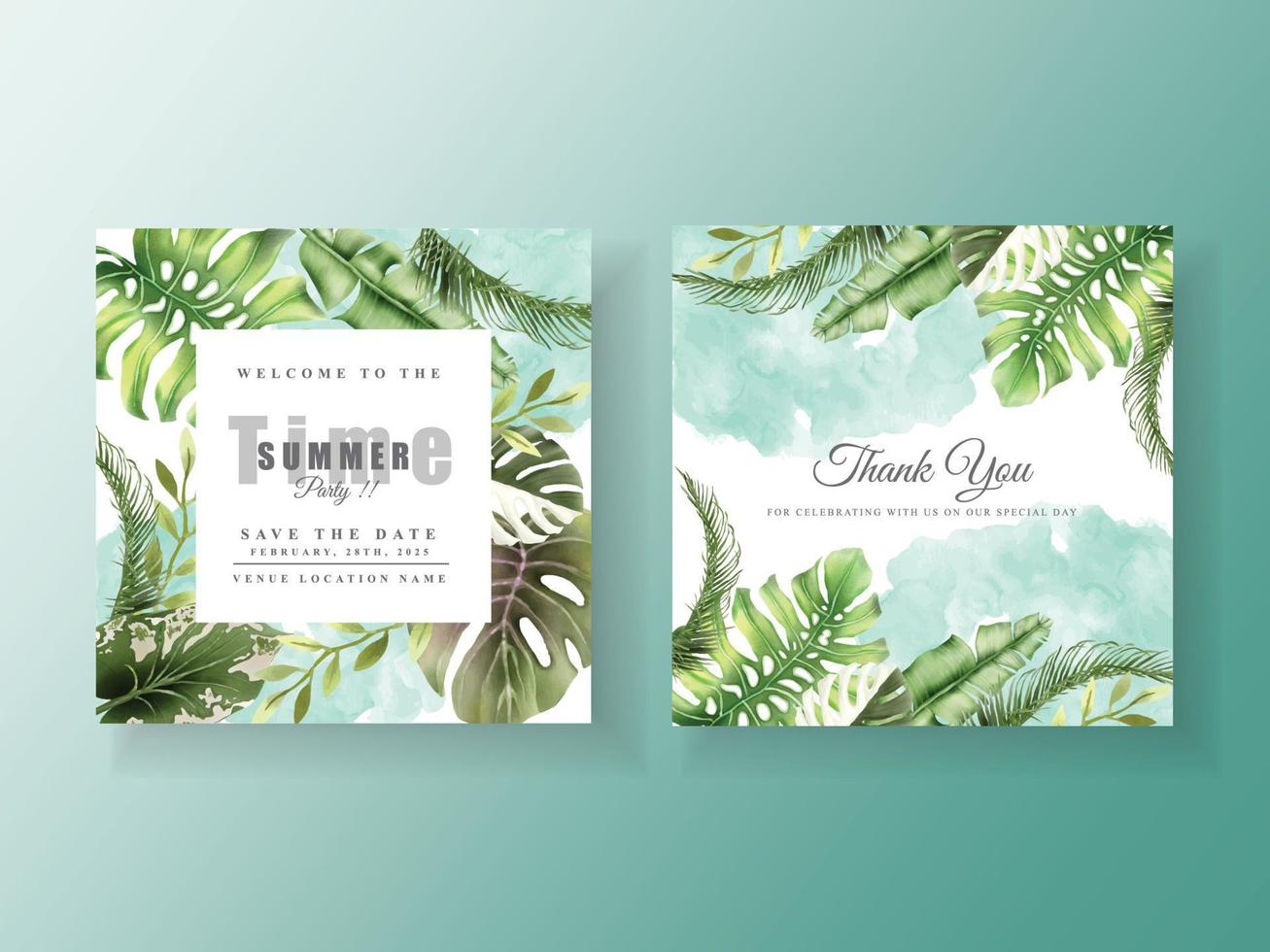 Exotic floral tropical party invitation card vector