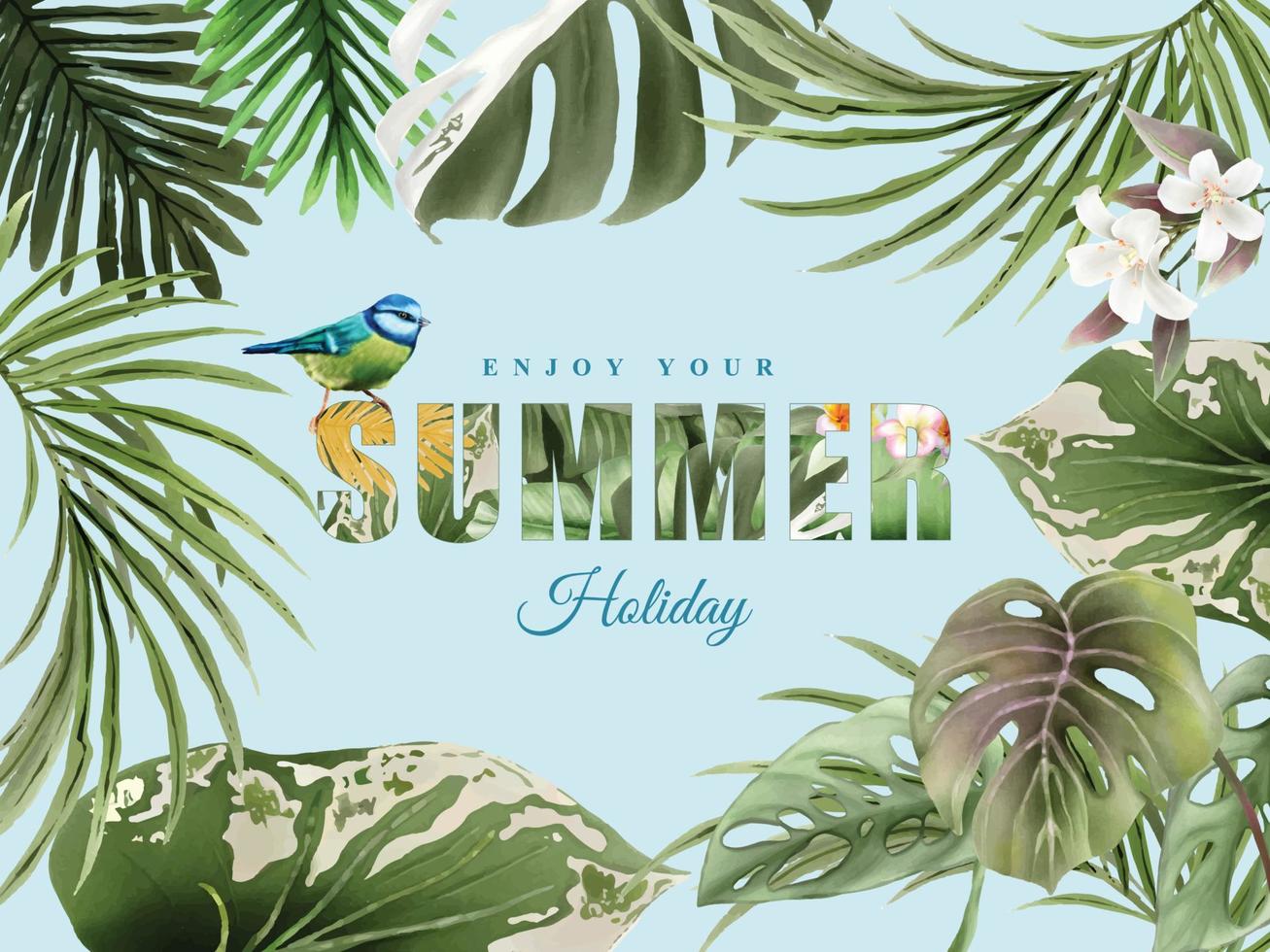 Exotic floral tropical summer background vector