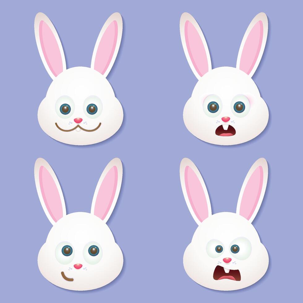 cute bunny rabbit expression vector