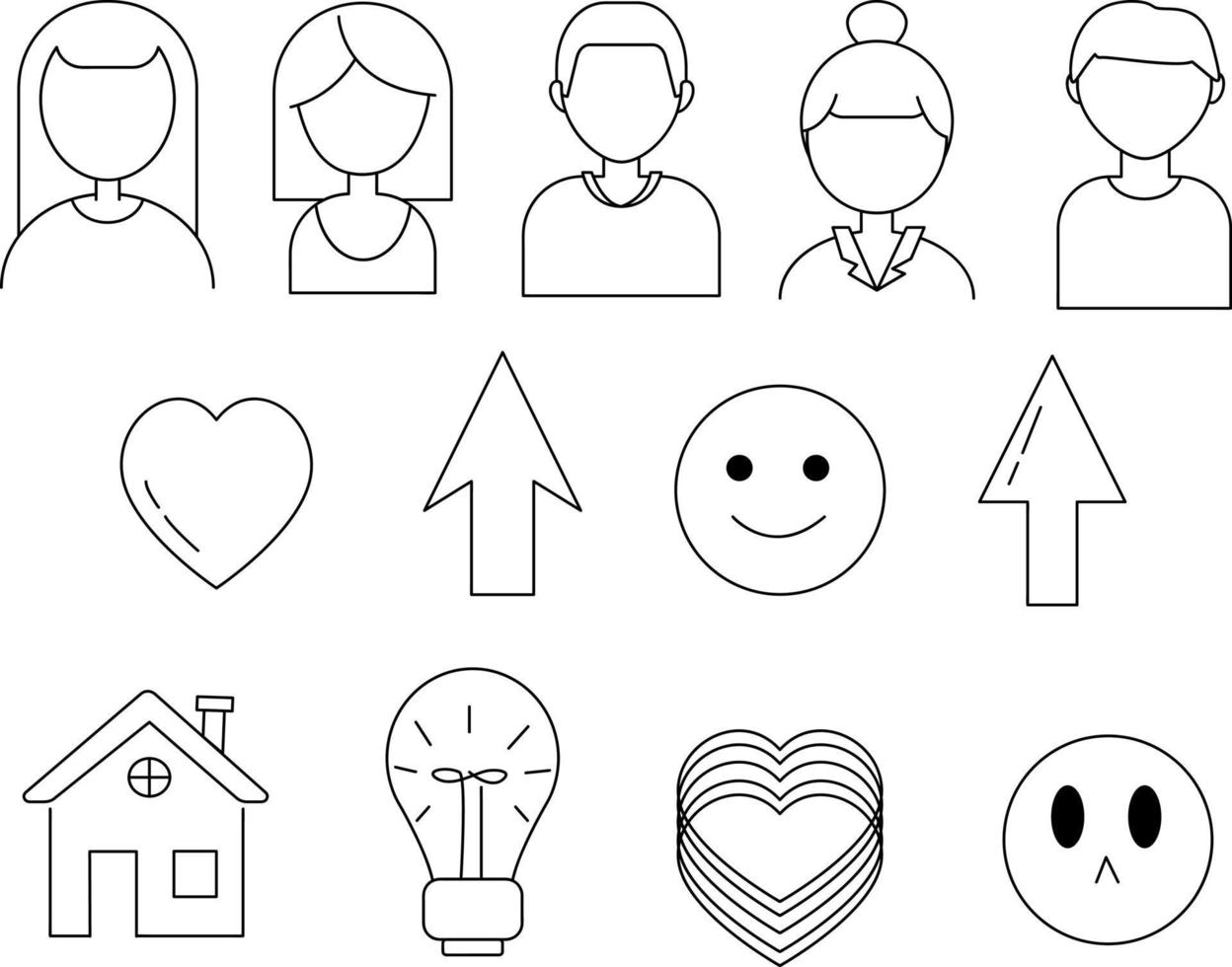 Contact us line icons set vector