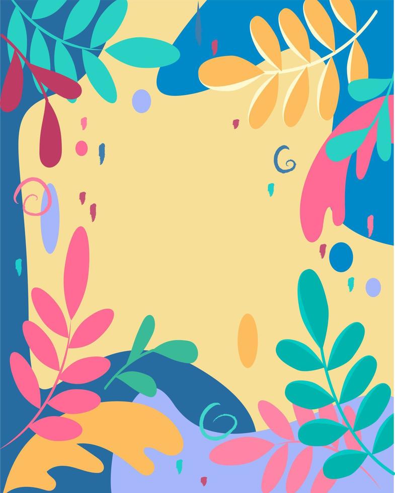 Flower card with twigs and leaves vector