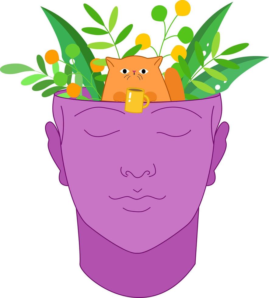 Image with cat in head vector