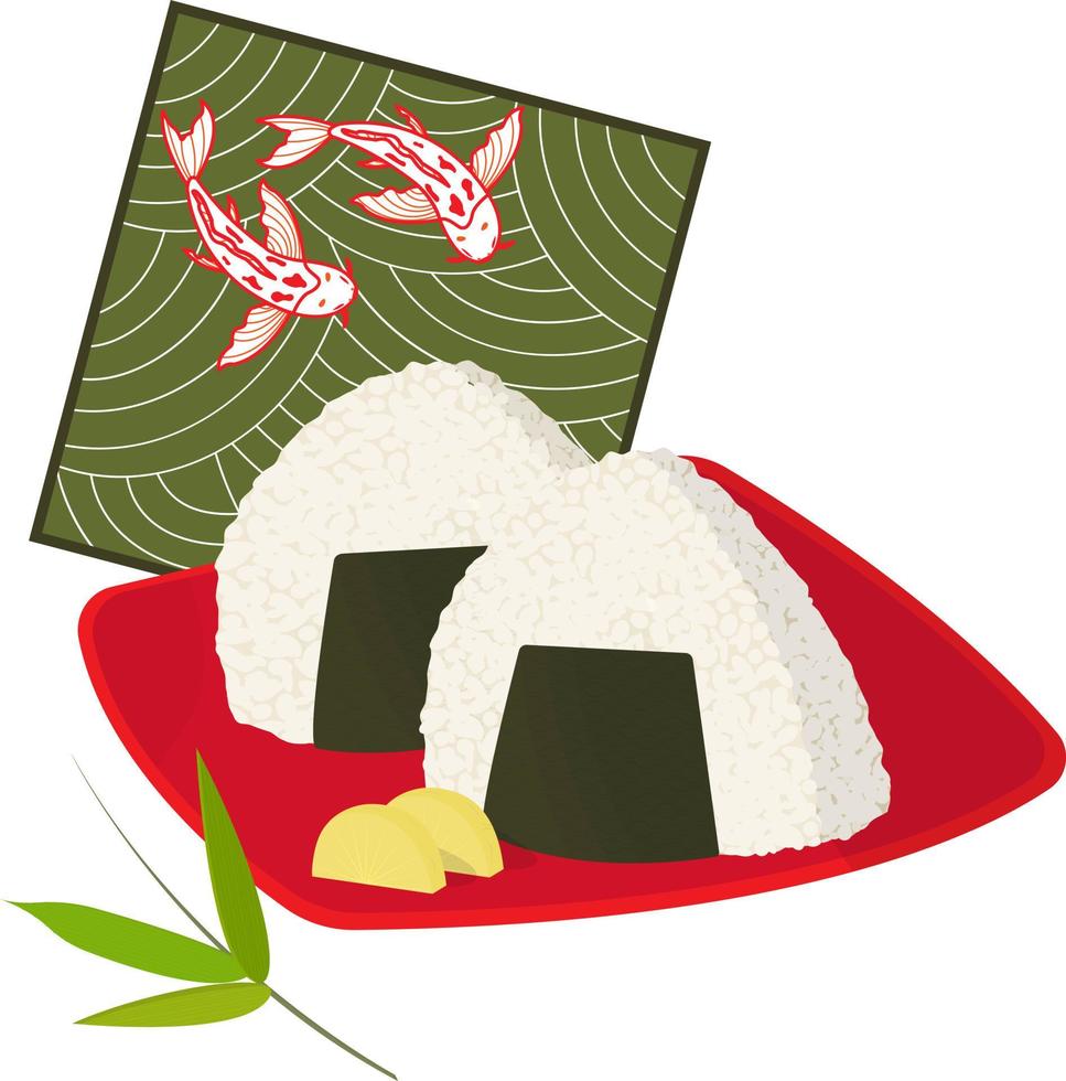 Onigiri on a plate vector