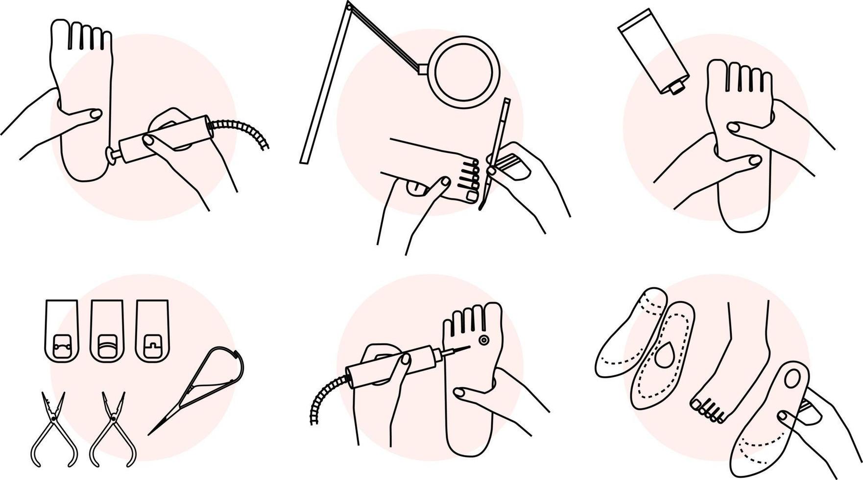Podiatry work set illustration vector