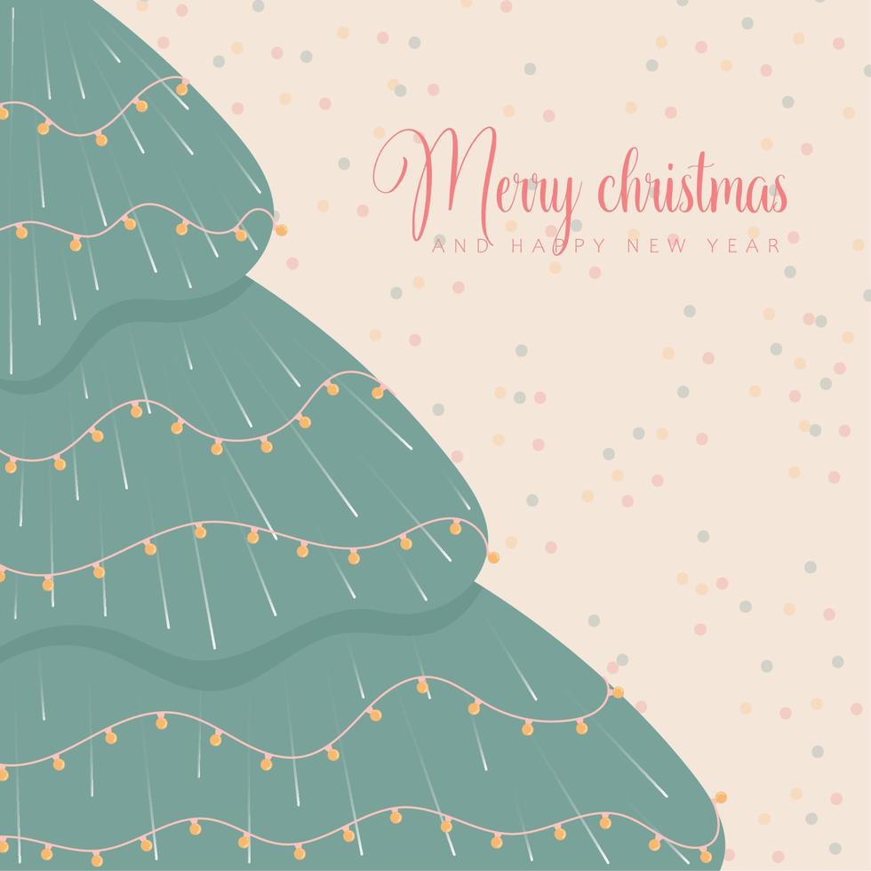 Vintage christmas card with tree and text Vector