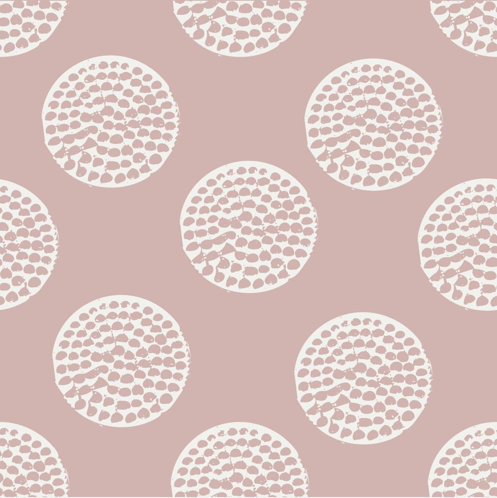 Beige and white abstract geometric seamless pattern with grunge polka dot. Textured circles. Geometrical background for wrapping paper, website, wallpaper, ets. vector