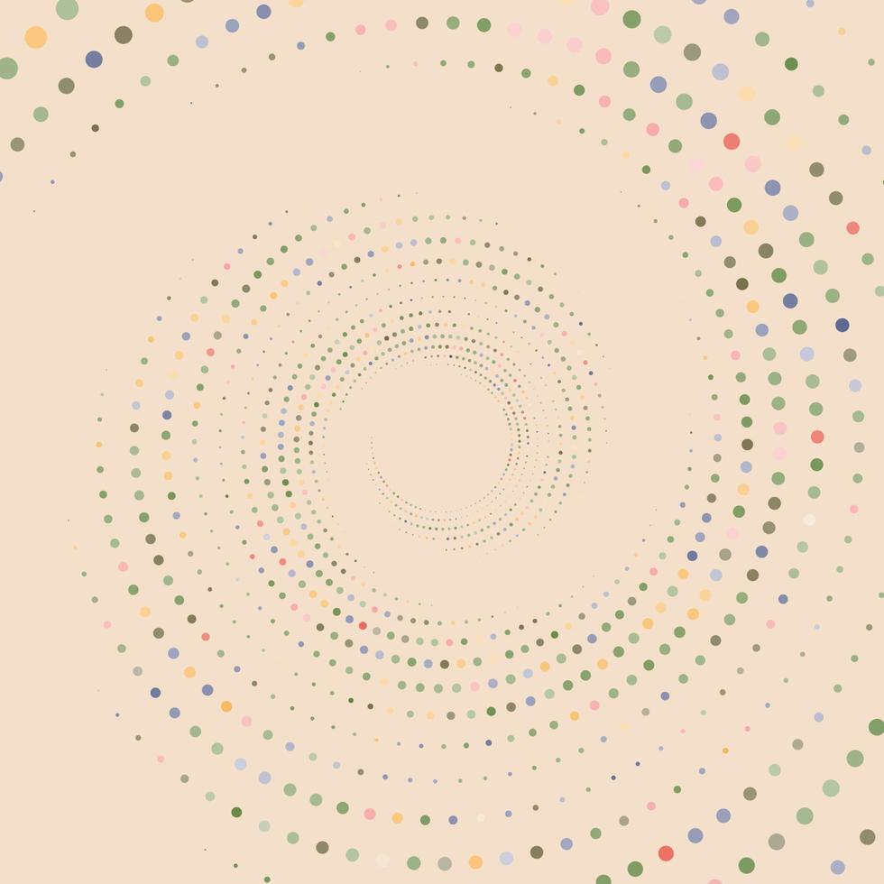 Dotted, dots, speckles abstract concentric circle. Spiral, swirl, twirl element. Circular and radial lines volute, helix. Segmented circle with rotation. Radiating arc lines. Cochlear, vortex vector