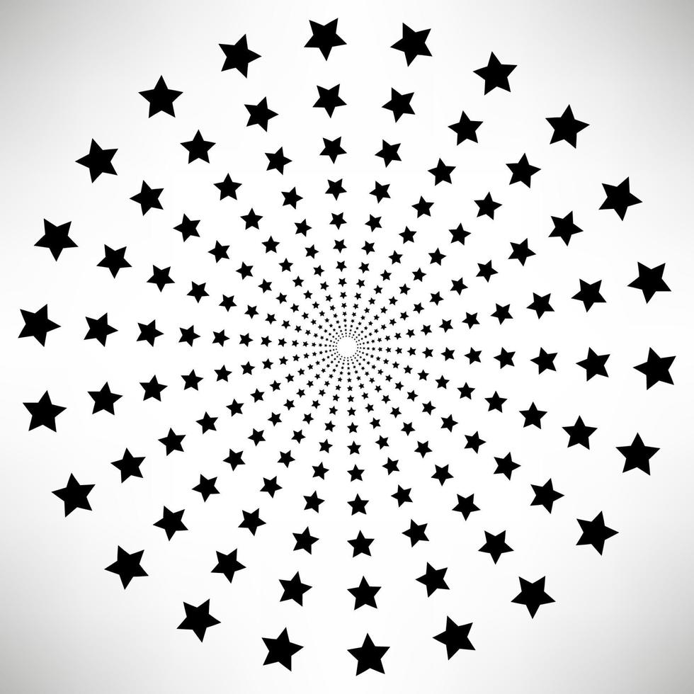 Star round elements, halftone rays isolated on white background. Black logo. Geometric shapes. vector